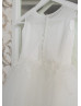 Beaded Ivory Lace Tulle Flower Girl Dress Communion Dress